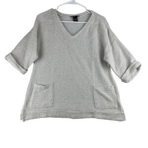 Robert Louis 1/2 Sleeve Sweater Women's Sm Oversized Baggy Fit Pockets Lagenlook